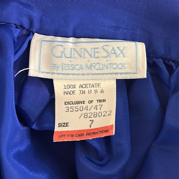 Vintage 80s Gunne Sax Blue Midi A-Line Pleated Taffeta Skirt size 7 or small - Picture 8 of 14